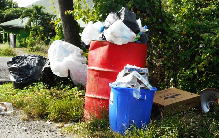 Photo of the dumping area at Mon Repos Hill, Laborie, where the garbage with the fetus was allegedly collected. A skip bin is usually placed there.