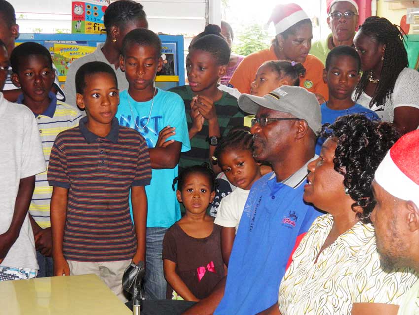 Image: School students during the Toy Drive to Dominica.