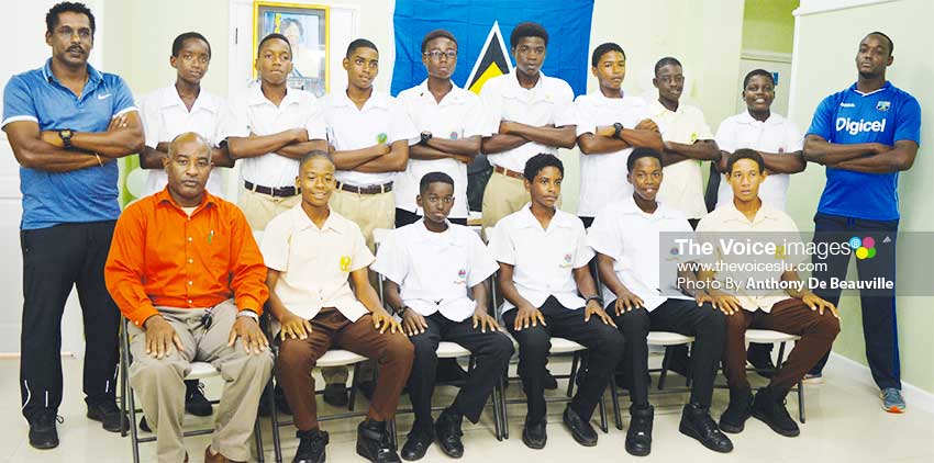 Image: A picture moment for Team Saint Lucia with acting Youth and Sports Director Patrick Mathurin (first from left, front row). (PHOTO: Anthony De Beauville)