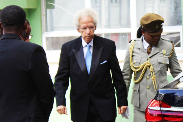 Image of Emmanuel Neville Cenac on his way to parliament yesterday to take the Path of Allegiance and the Oath of Office. (PHOTO: PhotoMike)