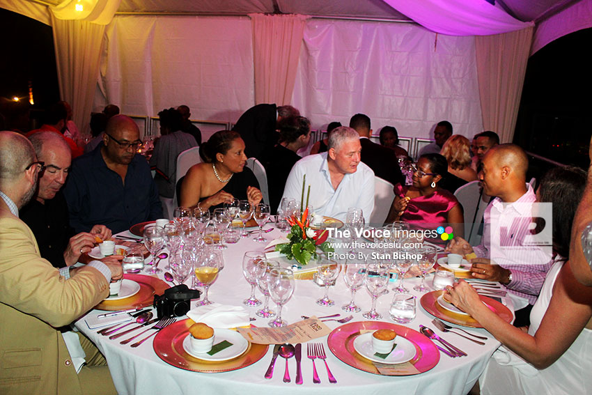 Image of Prime Minister Allen Chastanet joining other guests at the Celebrity Chef Dinner. [PHOTO: Stan Bishop]