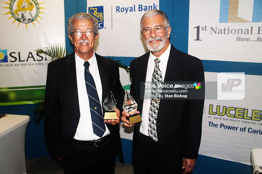 Image: Tony and Dunstan DuBoulay at last year's Saint Lucia Business Awards. -- PHOTO -- Stan Bishop
