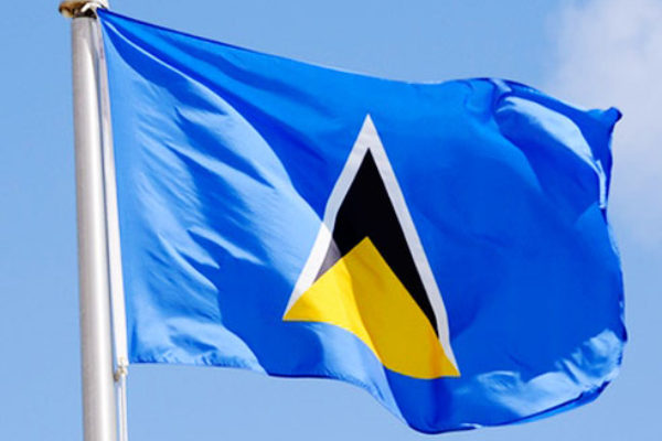 ST LUCIA Caribbean Vintage National Country Cloth Flag 69"x33" Good Condition 