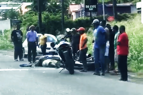 Image of motorcyclist injured after collision with van