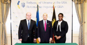 Image: Representatives from Ukraine and Antigua and Barbuda at Monday’s signing.