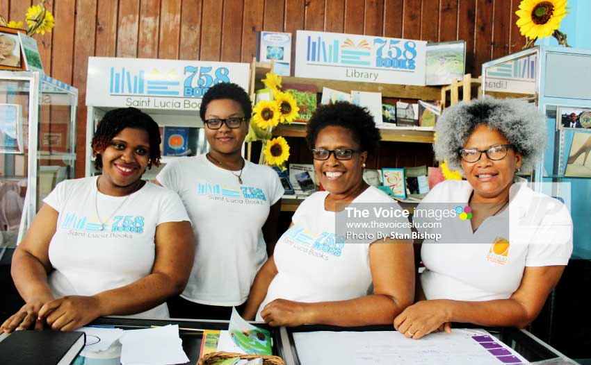 Image: The Saint Lucia Books team at this year’s Book Fair at Castries City Hall. [PHOTO: Stan Bishop]