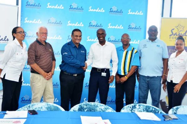 Image of Sandals and SLNCA representatives at this week’s press conference.