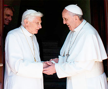 Image of Pope Benedict (left) and Pope Francis I