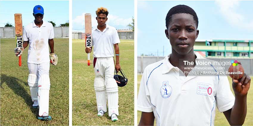 Image: (L-R) Shervin George 151 not out and 4 for 5; Jermaine Harding 60 and 2 for 3; Tyran Theodore 3 for 33 and 2 for 2 propelled VFN to an innings and 195 runs win over VFS. (PHOTO: Anthony De Beauville)