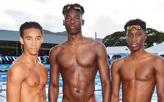 Image: (l-r) Seajays swimmers - Terrel Monplaisir, Omar Alexander, Devin Boodha and Marisa Louisy (Photo: Anthony De Beauville)