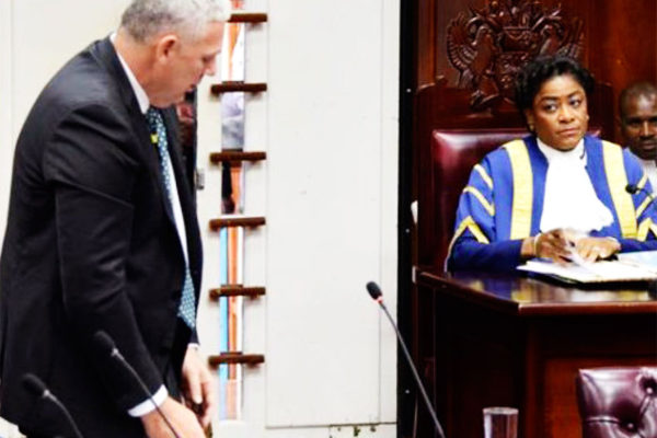 Image of Prime Minister Allen Chastanet addressing parliament