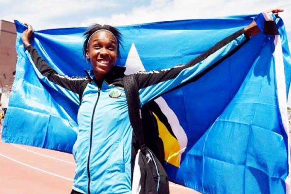 Image: High Jump Queen Levern Spencer just keeps on keeping Saint Lucia’s flag flying high on the international sporting circuit. (Team SLU)
