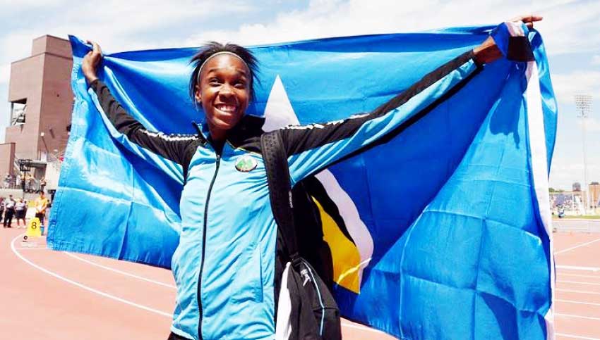 Image: High Jump Queen Levern Spencer just keeps on keeping Saint Lucia’s flag flying high on the international sporting circuit. (Team SLU)