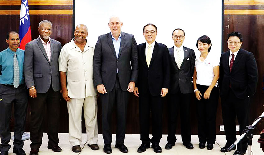Image of PM Chastanet, Ambassador Shen and Cabinet Ministers with Taiwanese officials at Union yesterday.
