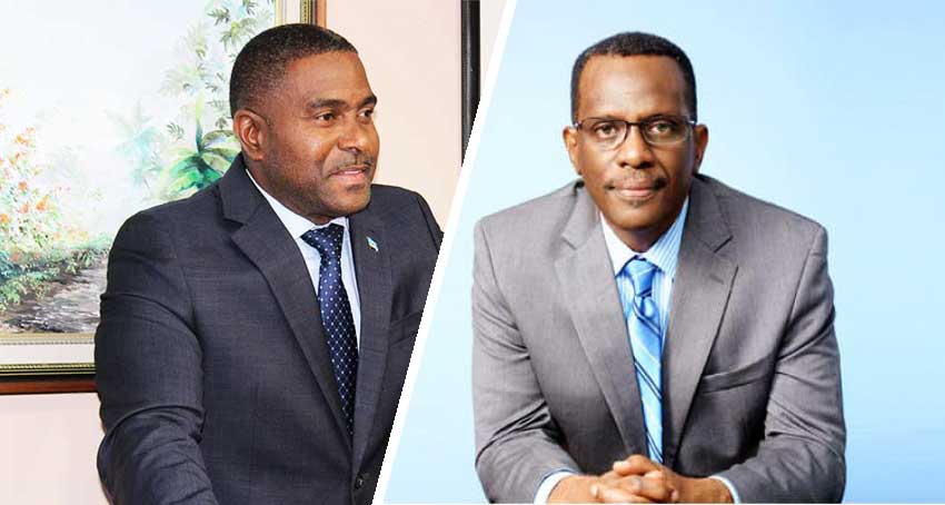 Image of (L-R) Minister Responsible for Finance in the Office of the Prime Minister Ubaldus Raymond and Opposition Leader Philip J. Pierre