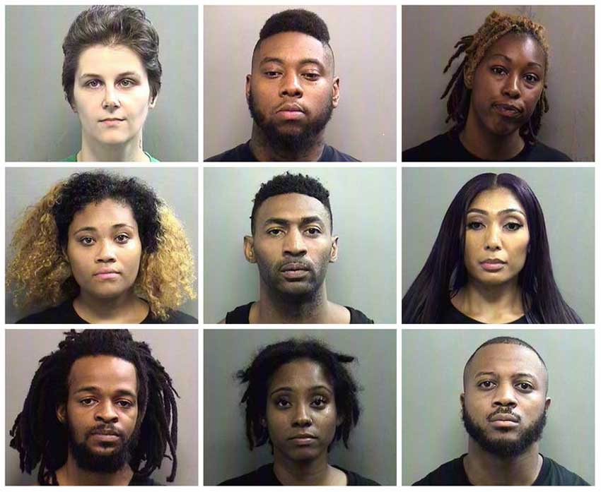 Image of the nine protesters who were arrested and spent more time behind bars than Guyger