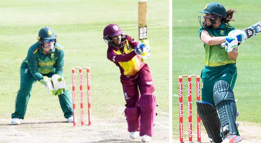 Image: (L-R) Windies, ShemaineCampbelle and South Africa’s SuneLuus (Photo: CWI)