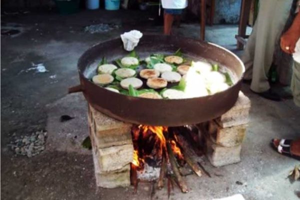 Image: Cassava on the firestone grill...