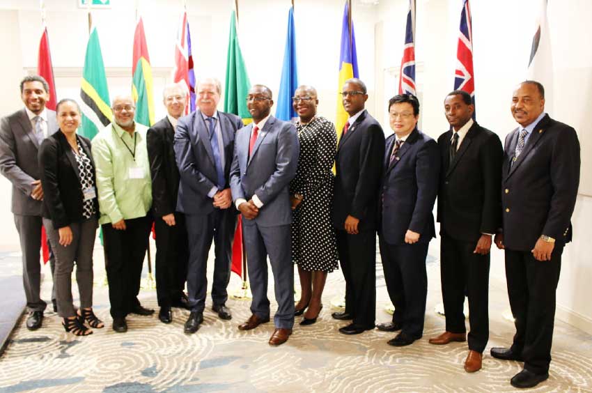 Image of OECS Director General, Dr.Didacus Jules (3rd from left) with delegates at last week’s meeting here.