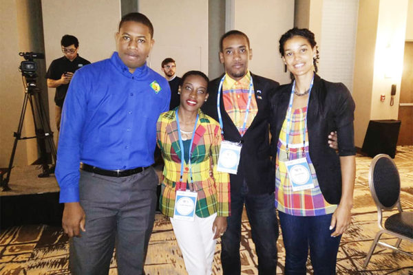 Image: Johanan Dujon, Founder and Managing Director of Algas Organics in Saint Lucia with fellow colleagues from Saint Lucia attending the 2018 YLAI Launch event.