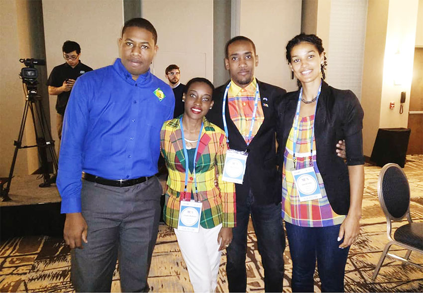 Image: Johanan Dujon, Founder and Managing Director of Algas Organics in Saint Lucia with fellow colleagues from Saint Lucia attending the 2018 YLAI Launch event.