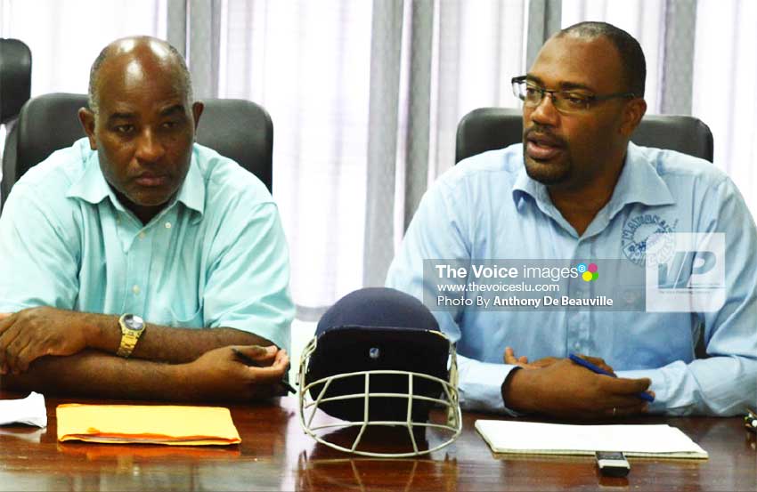 Image: (L-R) Director of Sports, Patrick Mathurin and SLNCA 1st Vice President, Shawn Alcindor. (PHOTO: Anthony De Beauville)