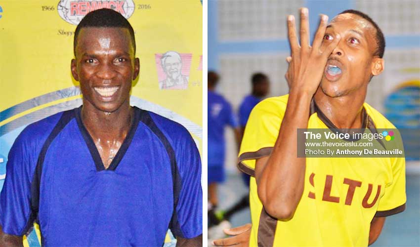 Image: (L-R) Ferguson St.Clair (Sandals La Toc) led the charge with four hat-tricks, he also top the goal scoring chat with 13; Lynch Isidore (SLTU) close on his heels with 10 goals. (PHOTO: Anthony De Beauville)