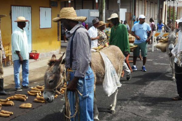 Image: Part of the scene set to recreat a Vieux Fort market way-back-when for local producer Mathurine Emanuel’s fourth film.