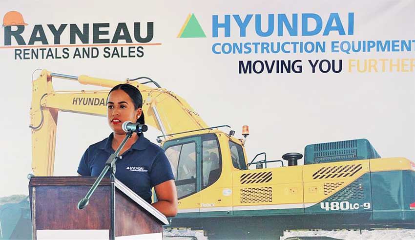 Image: General Manager Savvy Plummer assured that Hyundai sales and services here will be exemplary, as she addressed the latest venture by local entrepreneur Rayneau Gajadhar at Vide Boutielle last Friday.