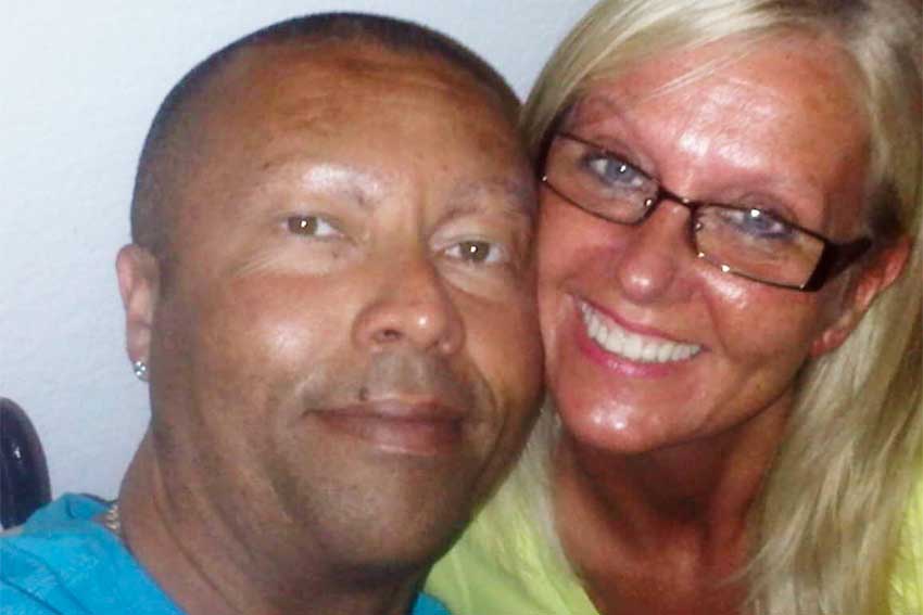 Image of Damon Gilbert with partner Sandra Leah Mitchelson. The UK resident is searching for his family in Saint Lucia.