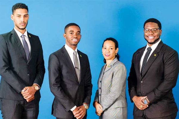 Image: The Norman Manley Law School bested seven other law faculties and schools from across the region to win the 10th Annual Caribbean Court of Justice (CCJ) Law Moot Competition in 2018 at the CCJ headquarters in Trinidad and Tobago. The winning team comprised: Mr. Luke Cook, Mr. Jovan Bowes, Mr. Samuel Bailey, and their advisor, Ms. Tara Carnegie.