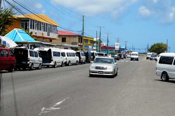Image of the bus stands along the Vieux Fort highway.