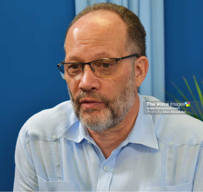 Image of CARICOM Secretary-General, Ambassador Irwin LaRocque, at the press briefing at Hewanorra House on Tuesday. [PHOTO: Allen Alexander]