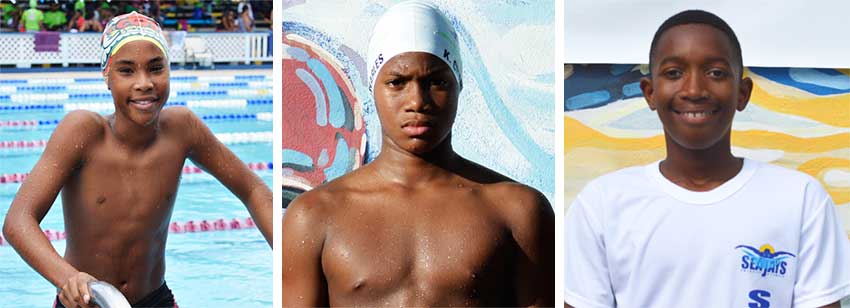 Image: Sports 2019 - Swimming CCCAN 2019 –D Andre B/ Karic/ Trisan Dorville (l-r) D‘Andre Blanchard, Karic Charles, Tristan Dorville (Photo: Anthony De Beauville) 