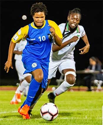 Image of Saint Lucia No.10 Tanika Bernard scored a hat trick against Suriname. (Photo: EB)