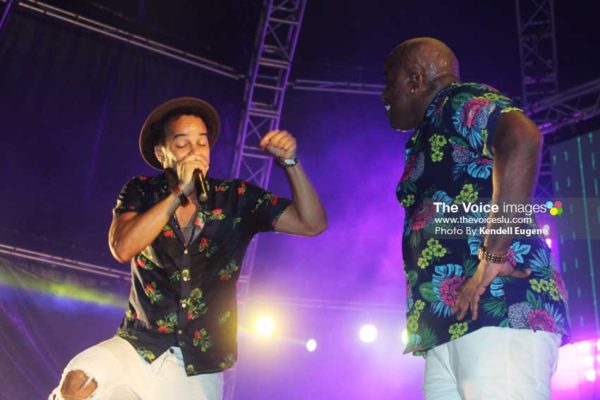 Image: Teddyson with Soca heavy-hitter, Kes. [PHOTO BY Kendell Eugene]