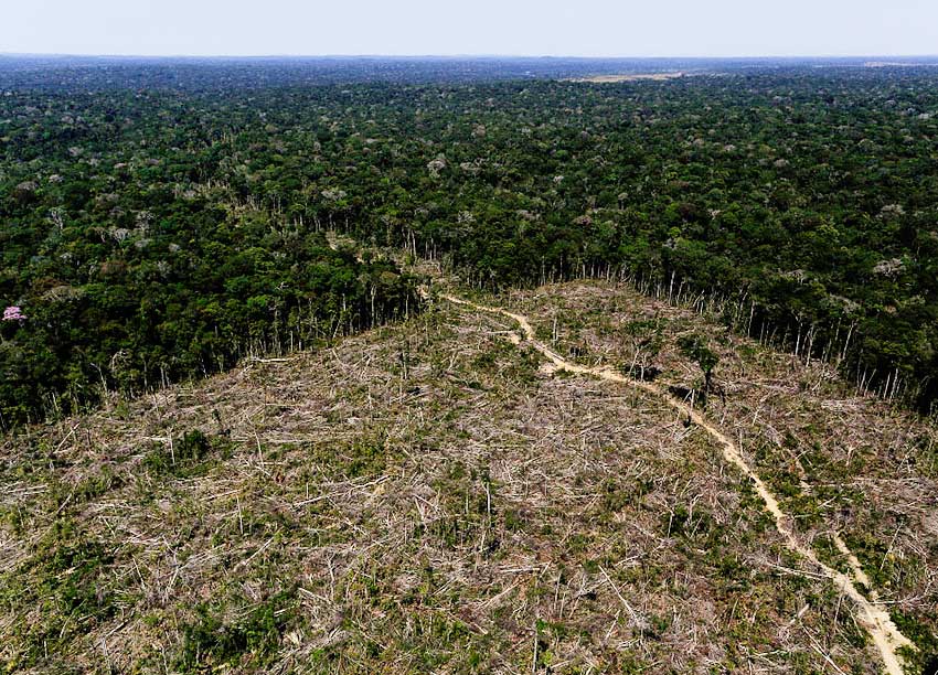 An aerial view shows deforested land in the southern region of the state of Amazonas, Brazil, July 27, 2017.