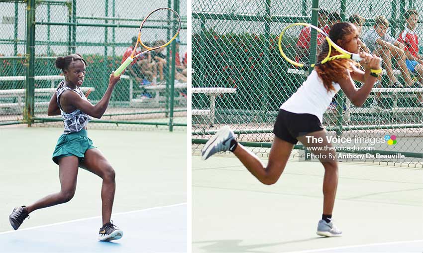 Image: Ladies singles champion, Sibley Charles and runner up Cameron Wong during the finals.(Photo: Anthony De Beauville)