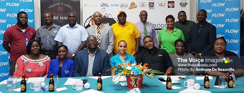 A photo moment for Sports Minister – Edmund Estaphane, SLFA President – Lyndon Cooper, CEO Blackheart – David Christopher and the Blackheart Crew along with the 2019 Sponsors. (Photo: Anthony De Beauville)