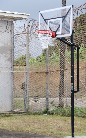 Image: A basketball hoop and other recreational equipment ware donated to the Bordelais Correctional Facility by the Make it Happen Foundation.