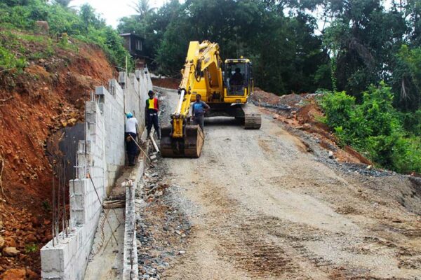 Image: Infrastructure being built in the Bois Jolie, Dennery development.