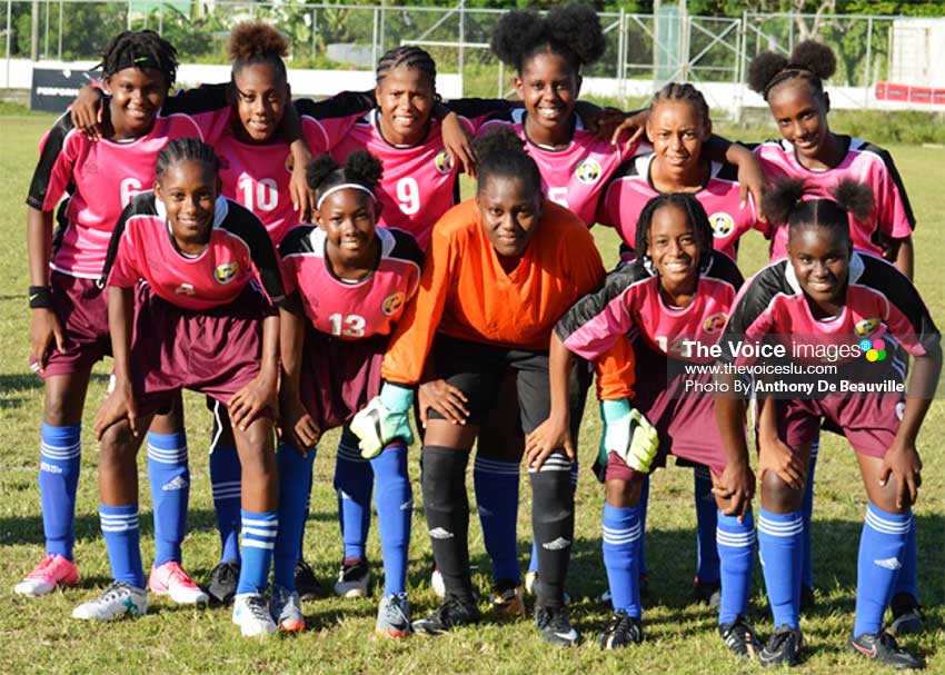 Image: The National Under 15 women’s team ahead of their encounter against Central Castries on Saturday at the Sab. (PHOTO: Anthony De Beauville) 