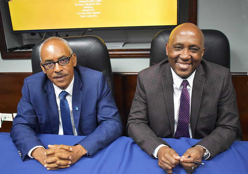 Image of Pinkley Francis, Chairman of Invest Saint Lucia’s Board of Directors (left) and Roderick Cherry, CEO of Invest Saint Lucia.