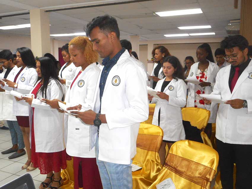 Image of the new students at Spartan’s White Coat Ceremony.