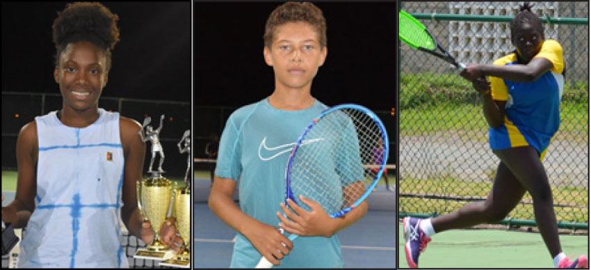 (L-R) ) Up and coming tennis stars in the making, Alysa Elliott, Joey Angeloni and Iyana Paul . (PHOTO- Anthony De Beauville)