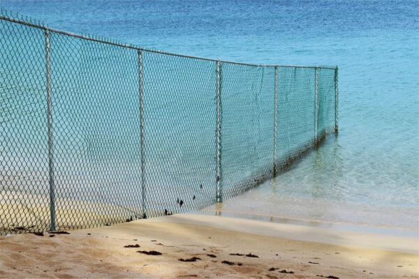 Image of a fence recently constructed along the Reduit Beach has attracted much public scrutiny.