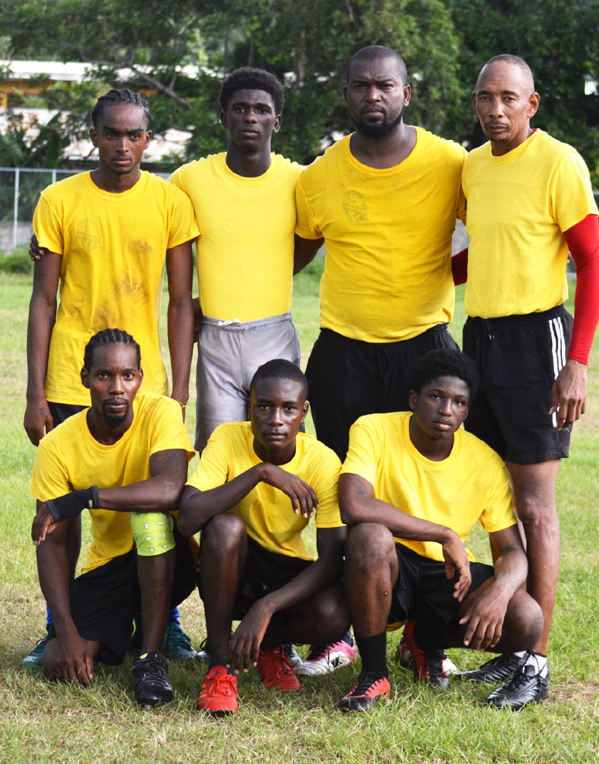 Image: A photo moment for the President of Monchy Sharks rugby team Cyril Marius and SLRFU Technical Director, Wayne Pantor (3rd/4th in back row) along with other members of the team. (PHOTO: Anthony De Beauville) 