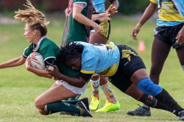 Image: Chantel John in action against Guadeloupe. (PHOTO: CJ)