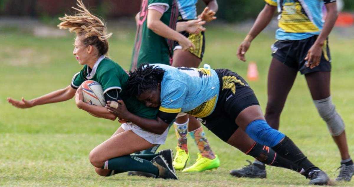 Image: Chantel John in action against Guadeloupe. (PHOTO: CJ)