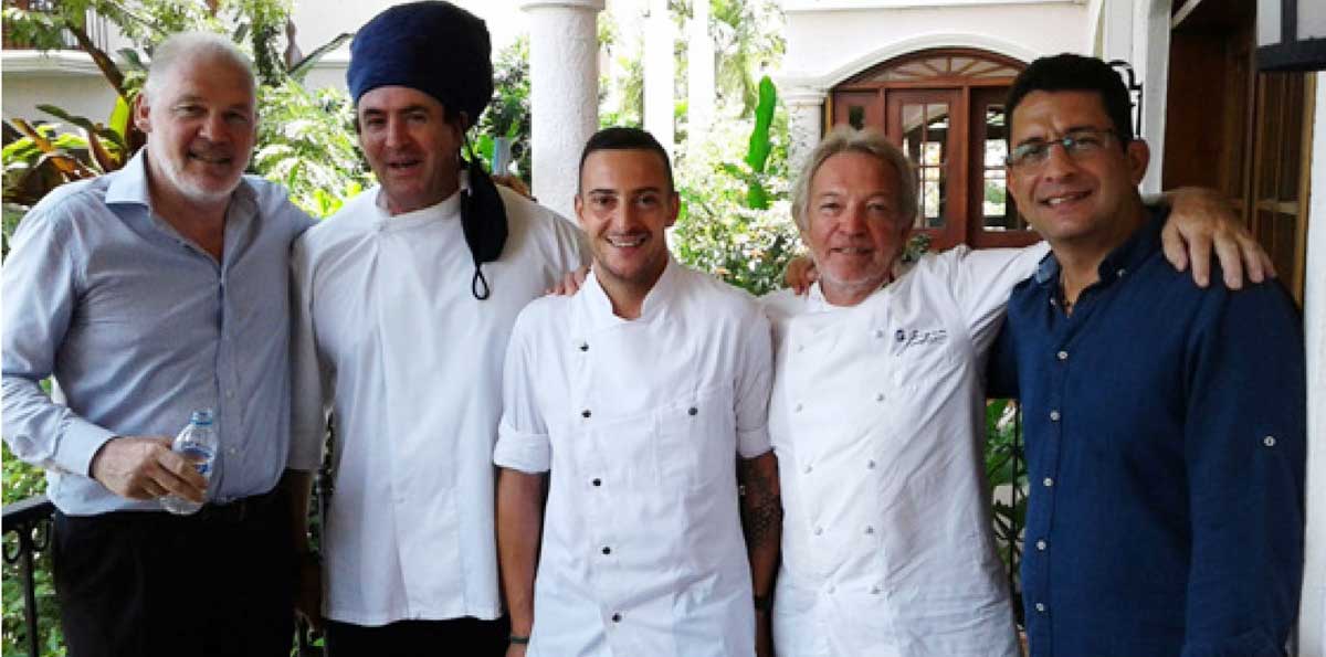 Image: Ross Stevenson (at left) with participating chefs – Craig, Miguel, Jacques and restaurateur Wadi Zakhour (right)